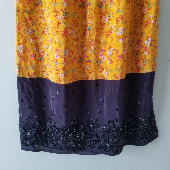 Anthropologie Maeve Silk Yellow Road Midi Skirt Small - Picture 4 of 16